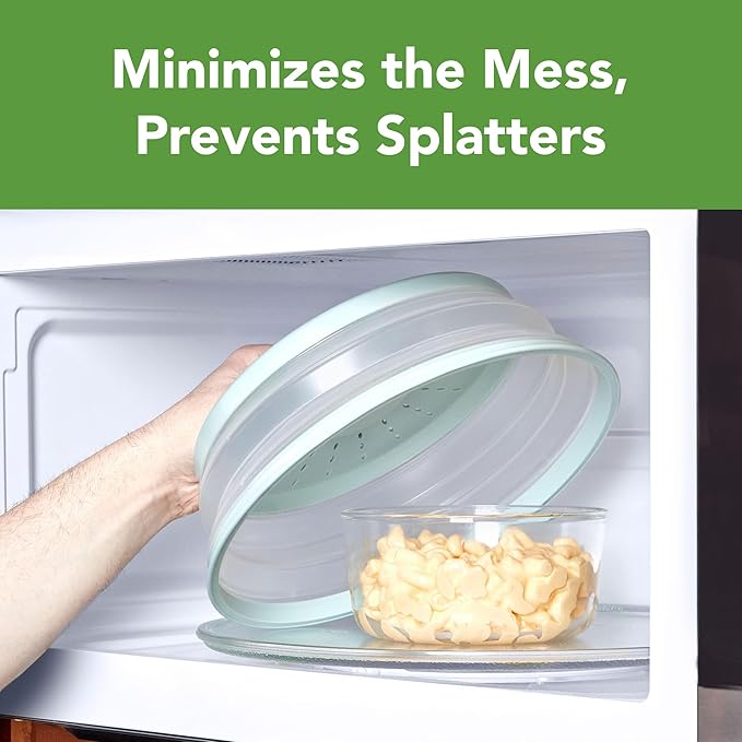 Tovolo Microwave Splatter Cover for Food Medium Blue Haze Dishwasher Safe, Collapsible Reusable Cover for Food in Microwave Uses BPA Free Safe Silicone,10 inch Vented Microwave Cover