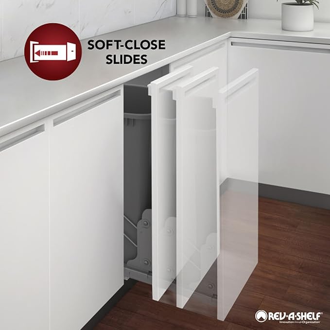 Rev-A-Shelf 10.25" Pullout Storage Organizer for Base Kitchen/Bathroom Cabinets w/Soft-Close Full Extension Slides & Adjustable Shelves, 448-BCSC-9C