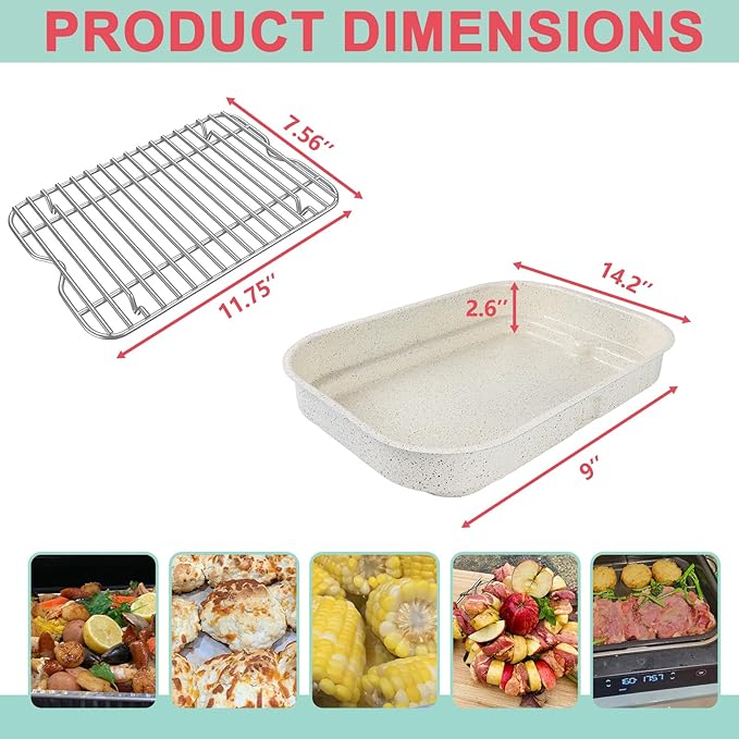 Non-Stick Griddle Pan and Roasting Rack for Ninja FG551/DG551 Smart XL 6-in-1 Indoor Grill, Upgraded Ceramic Flat Top Griddle & Stainless Steel Grill Steamer Rack for Ninja Air Fryer Accessories,White