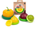 Food Huggers 5pc Reusable Silicone Food Savers | BPA Free & Dishwasher Safe | Fruit & Vegetable Produce Storage for Onion, Tomato, Lemon, Banana, Cans & More | Round, Fresh Greens