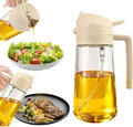 Glass Olive Oil Sprayer for Cooking, Oil Dispenser Bottle for Kitchen Gadgets, 2 in 1 Spray and Pour bottle, Home and Kitchen Essentials, Air Fryer Accessories for Salad, BBQ (16oz/470ml, White)