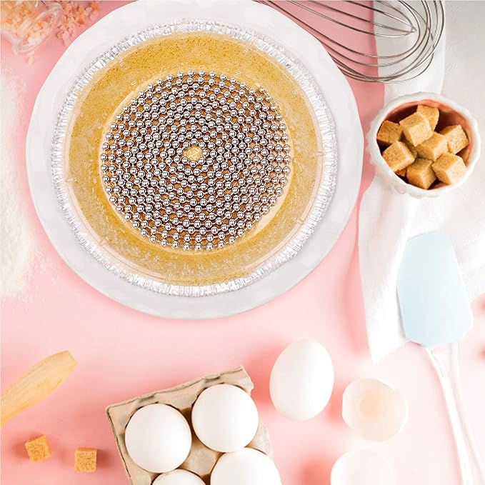 Durable Baking Supplies: Stainless Steel Chain Pie Weights, Reusable and Easy to Clean, Odorless, Safe Pie Weights for Pie Crusts, Oven Safe Baking Beads (10 feet)
