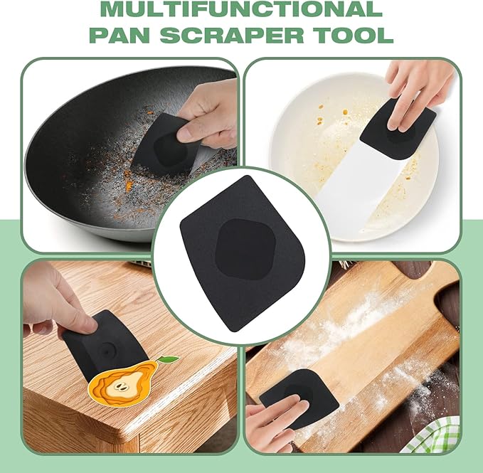 Cast Iron Scrubber | Dish Scrub Brush | 316 Cleaner Chainmail Scrubber for Cast Iron Pan Skillet Cleaner - Dish Scouring Pad Dishwasher Safe Cleaning Kit, Black 02