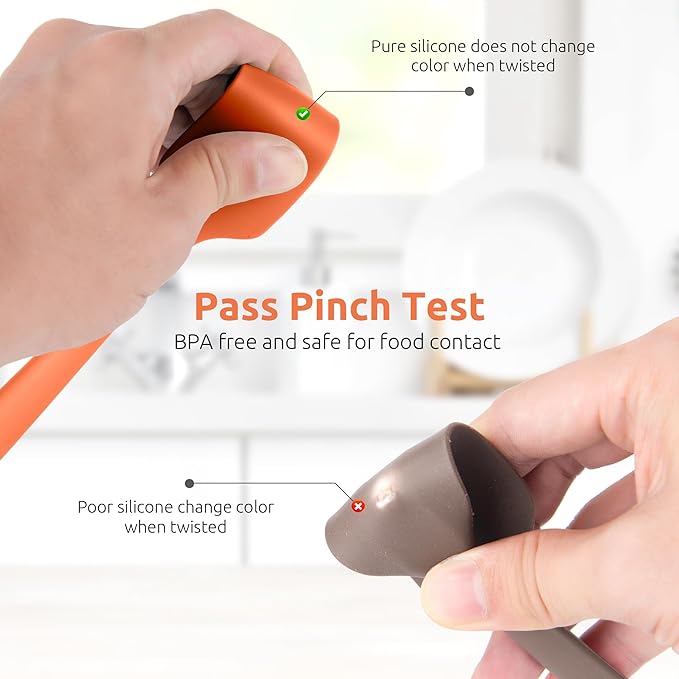 U-Taste Small Mini Silicone Spatula: 9×2inch 600ºF Heat-Resistant Food-Grade Jar Scraper for Kitchen Use, Non-Stick Seamless Flexible Baking Utensil for Mixing, Scraping Jam in Bowl or Cup (Orange)