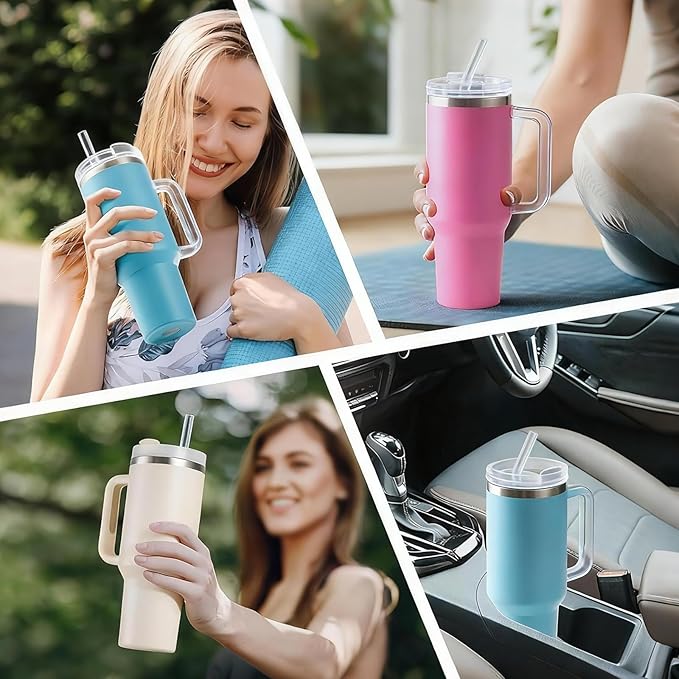 ALINK 10 Pcs Replacement Straws for Stanley 40 oz 30 oz Tumbler, 12 inch Long Reusable Tritan Plastic Clear Tumbler Straws for Stanley Cup, Owala 40 oz, Yeti 42 oz Accessories with Brush