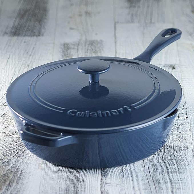 Cuisinart Cast Iron Pan, 12" Chicken Fryer, Enameled Provencial Blue