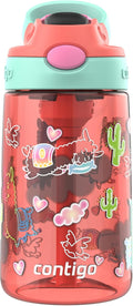 Contigo Autospout Kids Water Bottle, 14oz, Pack of 1, Coral/Llamas