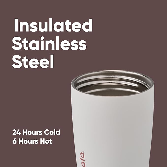 Owala SmoothSip Slider Insulated Stainless Steel Coffee Tumbler, Reusable Iced Coffee Cup, Hot Coffee Travel Mug, BPA Free 12 oz, Vanilla Bean