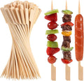 200 PCS Bamboo Skewers for Appetizers, 10 Inch Toothpicks, Cocktail Picks for Drinks, Fruit Kababs, Sausage, Barbecue Snacks, Natural Wooden Paddle Skewer Mini Food Sticks, Charcuterie Accessories