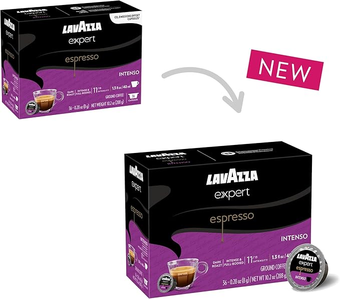 Lavazza Expert Espresso Intenso Capsules, Dark Roast, Arabica and Robusta Blend, Compatible with Lavazza Classy Machines (36 Capsules)