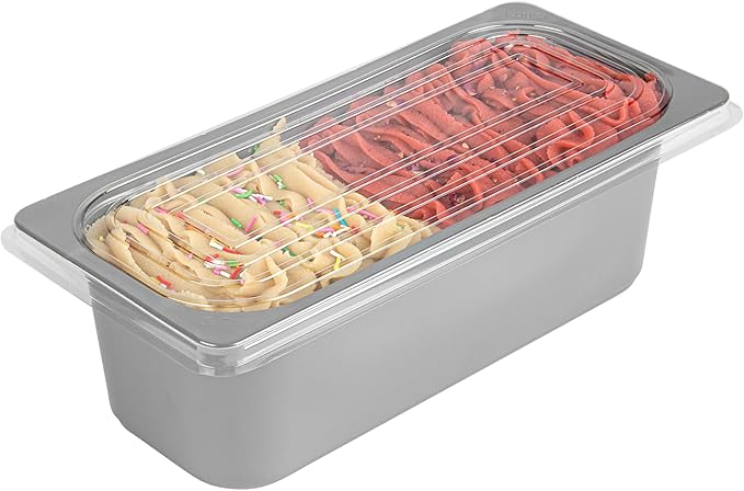Restaurantware-RW Base 5 Quarts Ice Cream Containers, 25 Rectangle Disposable Containers - Durable, With Clear Lid, Black Plastic Box, For Ice Creams, For Cafes