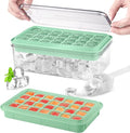 Longzon Ice Cube Tray with Lid and Bin, 56 Pcs Ice Cube Trays for Freezer, Ice Cube Mold, Ice Molds Spill-Resistant Removable Lid & Ice Scoop, Ice Mold for Whiskey Cocktail, Tea, Coffee -Green