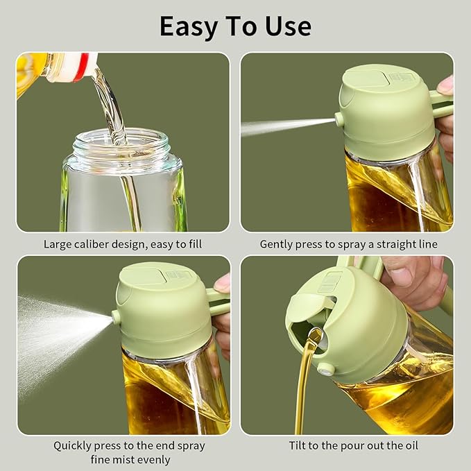 Oil Sprayer for Cooking, 2 In 1 Oil Dispenser and Oil Sprayer (Green)