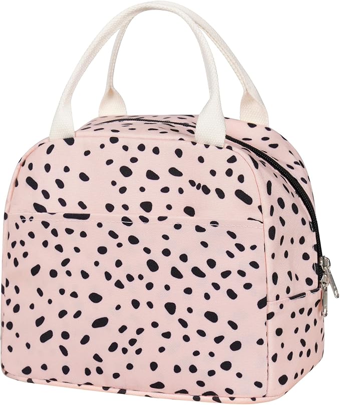EurCross Pink Lunch Bag for Women,Chic Trendy Portable Lightweight Insulated Small Lunch Box Tote Bag for Preppy College or Adult Work Office