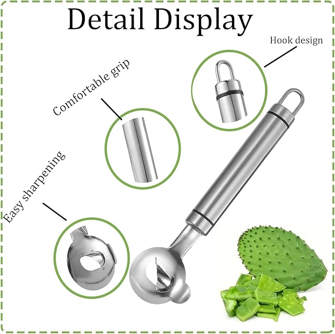 Multi functional Cactus peeler, Multi functional stainless steel peeler, spoon shaped design convenient and easy to use suitable for peeling fruits and vegetables with hook (3)