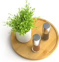 Lazy Susan Organizer Homerays 9 Inch Non-Skid Bamboo Lazy Susan for Kitchen Rotating Spice Rack for Kitchen Cabinet, Wood Turntable for Kitchen Countertop Organizer