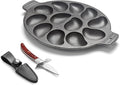 Outset 76469 Oyster Lovers Cast Iron Grill Set and Knife, Multicolored