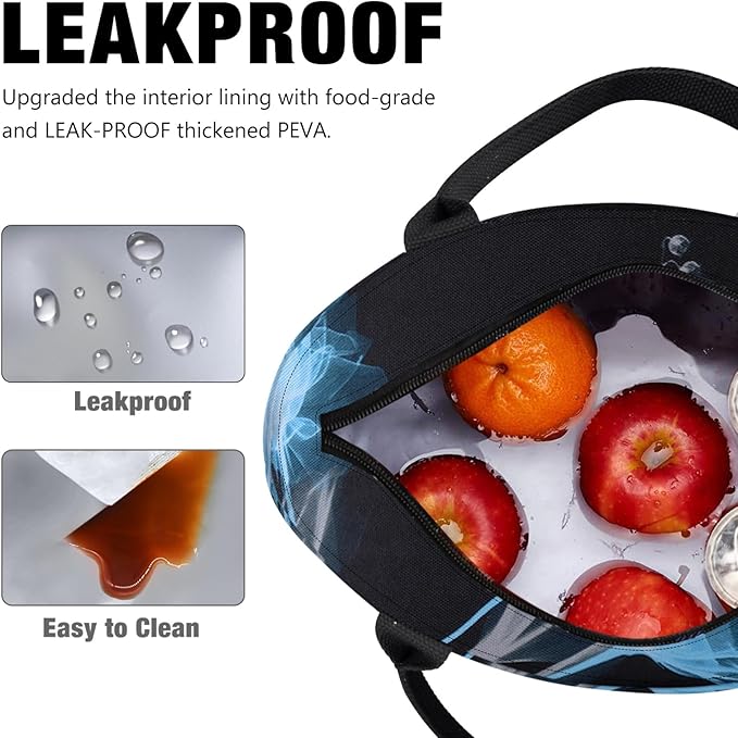 Aosbos Lunch Tote Bag, Insulated Lunch Box for Women, Leakproof Lunch Cooler Purse for Work, Black Dream Flower