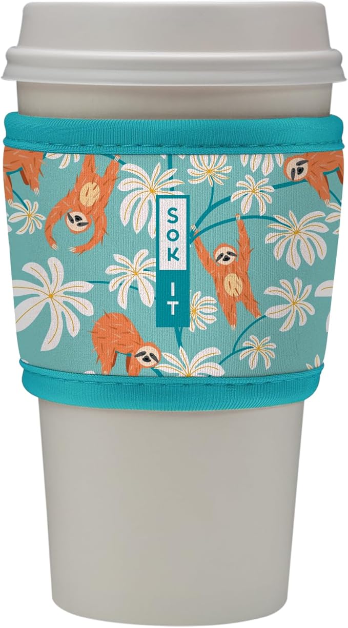 Sok It HotSok Coffee & Tea Reusable Insulated Neoprene Cup Sleeve (Slothing Around)