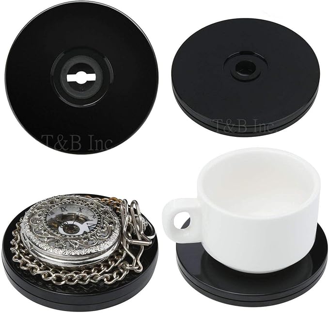 TamBee 4PCS 3Inch Acrylic Lazy Susan Turntable Organizer Revolving Display Base White Acrylic for Spice Rack Table Cake Kitchen Pantry Decorating Black