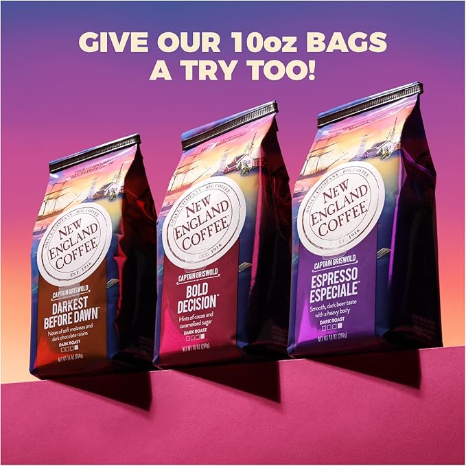 New England Coffee Bold Decision Dark Roast Ground Coffee, 10oz Bag (Pack of 1)