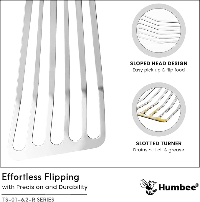 6 Inches Fish Turner, Slotted Fish Spatula Dishwasher Safe NSF, Shovel Brown