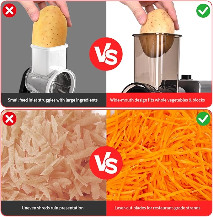 Electric Cheese Grater,7 In 1 Electric Cheese Grater for Block Cheese,250w Electric Slicer Shredder, Automatic Electric Grater,Cheese Graters Machine For Cheeses, Fruits, Vegetables