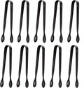 10 Pack Small Ice Tongs Sugar Tongs, Stainless Steel Mini Serving Appetizers Tongs for Party Coffee Tea Wine Bar Kitchen (Black)