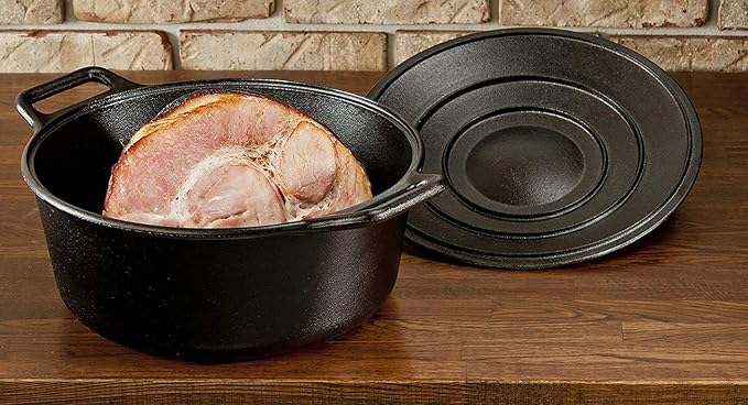 Lodge BOLD Exclusive 7 Quart Premium Pre-Seasoned Cast Iron Dutch Oven with Lid - Dual Handles - Use in the Oven, on the Stove, on the Grill or over the Campfire - Black