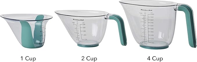 KitchenAid KO298OSAQA Gourmet Measuring Jugs, Set of 3, Aqua Sky