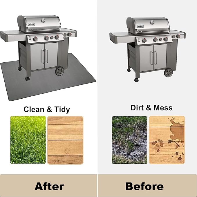 BBQ Grill Mat for Outdoor Grill, 50 x 38 inches Heavy Duty Thickened Under Grill Mats, Oil-Proof Waterproof Floor Protector for Deck and Patio