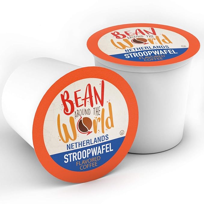 Bean Around The World Flavored Coffee Compatible With 2.0 Keurig K Cup Brewers, Stroopwafel, 40 Count (Pack of 1)