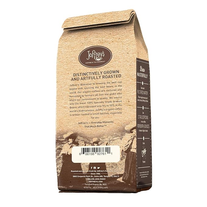 Joffrey's Coffee - Disney Organic Peru Alto Mayo, Single Origin, USDA Organic & Fair Trade Certified, Full Roast Arabica Beans, Kosher (Whole Bean, 11 oz)