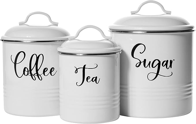 Home Acre Designs Food Storage Containers Set with Lids, Farmhouse Home Kitchen Decor Rustic Vintage Canisters