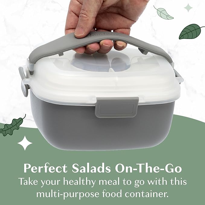 Goodful Stackable Lunch Box Container, Bento Style Food Storage with Removeable Compartments for Sandwich, Snacks, Toppings & Dressing, Leak-Proof and Made without BPA, 56-Ounce, Gray