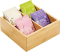 mDesign Bamboo Divided Storage Bin Container, Drawer Organizer Crate Box for Kitchen Pantry Cabinet, Shelf, Island Countertop, Holds Snacks, Spices, Drinks, Echo Collection, Natural/Tan