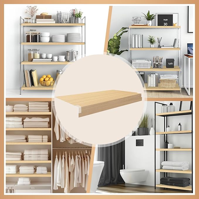5 Pcs Wire Rack Covers 40x16x2.5 inch PVC Pantry Shelf Cover 0.31 inch Thick Removable Closet Wire Rack Shelf Covers,Decoration Kitchen Bathroom Office Shelving (Wood Color,40x16x2.5inch)