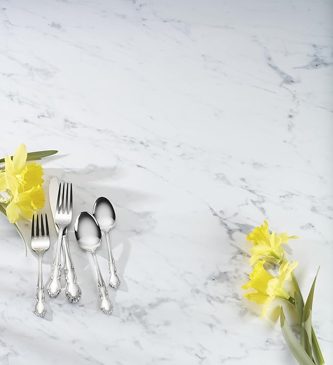 Oneida Dover Fine Flatware Salad Forks, Set of 4 , 18/10 Stainless Steel, Silverware Set, Dishwasher Safe