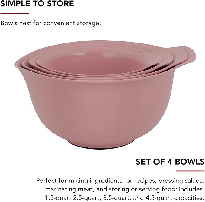 KitchenAid Universal Nesting Plastic Mixing Bowls, Set of 4, 1.5 quart, 2.5 quart, 3.5 quart, 4.5 quart