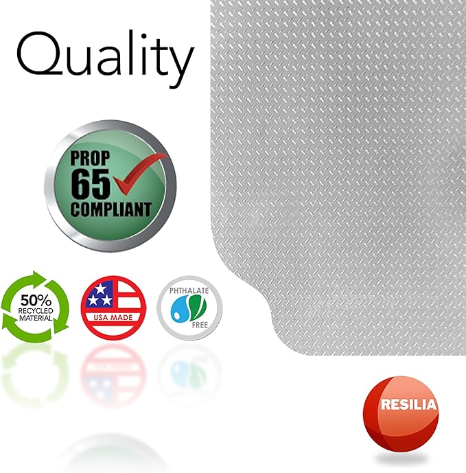 RESILIA Large Under Grill Mat – Heavy Duty, Reusable Outdoor Floor Protector Mats for Deck, Patio, & Garage – 72 Inch x 48 Inch with 12 Inch Splatter Protection Lip, Silver Diamond Plate, Made in USA