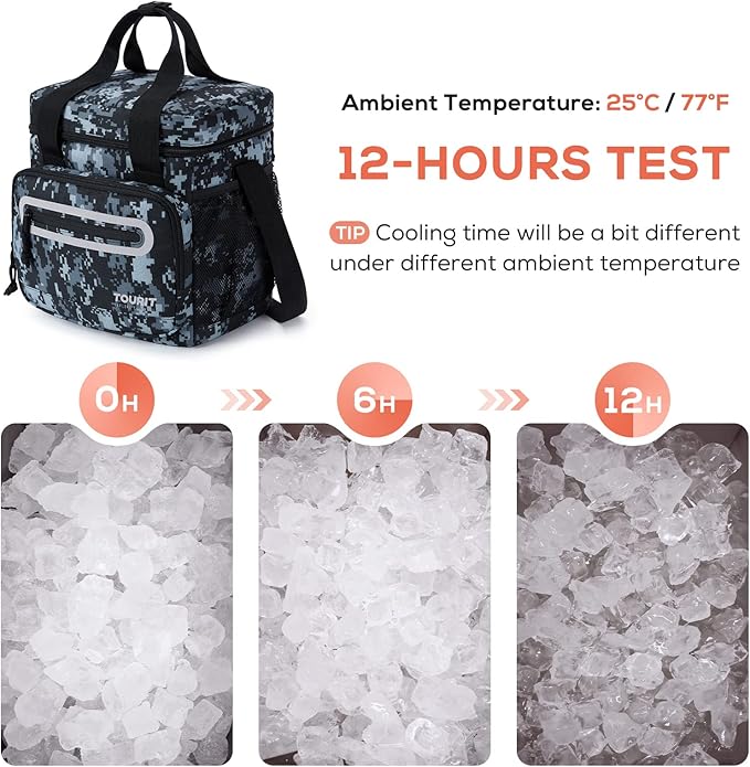 TOURIT Large Lunch Bag 14L Insulated Lunch Box Lunch Cooler for Men Women Work, Black