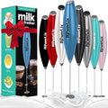 PowerLix Powerful Handheld Milk Frother With Stand Battery Operated Foam Maker Frother Wand For Coffee (A Black) (No Stand Blue)