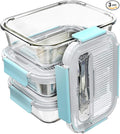 Large Glass Food Storage With Locking Lids - Bento Box Lunch and Meal Prep Containers [3-Pack, 36 OZ]