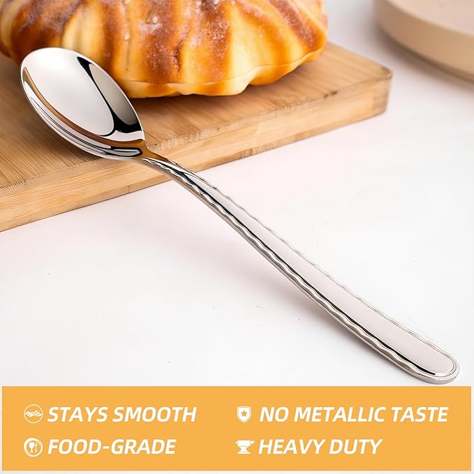 16 Pieces Heavy Duty Teaspoons Set,Tea Spoons Silverware,Food Grade Stainless Steel Dessert Spoons,Mirror Polished and Dishwasher Safe