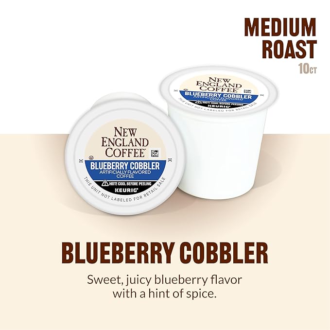 New England Coffee Blueberry Cobbler Medium Roast Single Serve Pods, 10ct Box (Pack of 1)