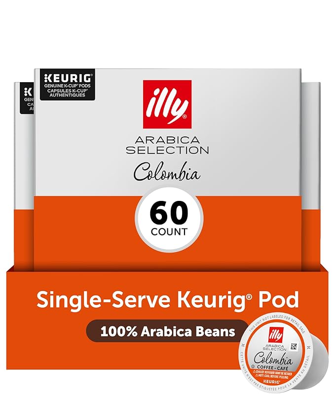 Illy Coffee K Cups - Pods For Keurig Machines – Colombia Medium Roast – Notes of Fruit - Bold, Flavorful & Full-Bodied Flavor - No Preservatives – 10 Count, 6 Pack
