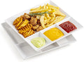 LAUCHUH Chip & Dip Serving Set, 11 inch Porcelain Divided Serving Platter Large Relish Tray Appetizer Tray for Party, Thanksgiving, Christmas, Nuts, Candy, Veggies, Candy and Snacks, White