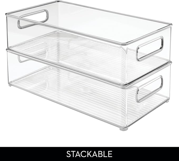 iDesign Stackable Fridge Bin - Kitchen Storage Bin for Pantry, Cabinets, or Fridge, Set of 6, Clear