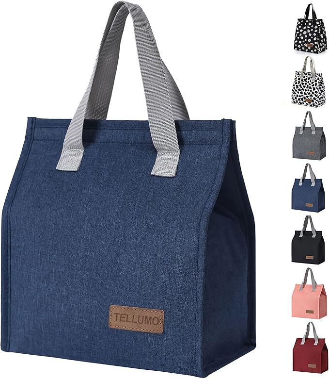 TELLUMO Lunch bag, Insulated Lunch Bag for Women Men Large Lunch Box Container Reusable Leakproof Tote for Office, Work, School, Beach or Travel (Blue)