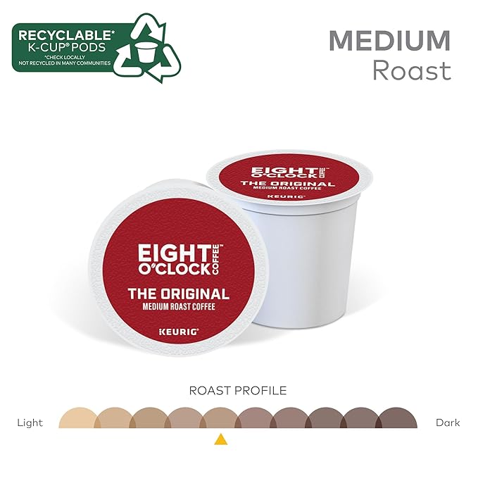 Eight O'Clock Coffee The Original, Single-Serve Keurig K-Cup Pods, Medium Roast Coffee Pods, 96 Count
